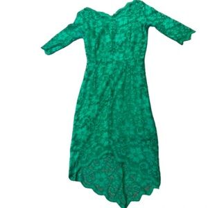 BBEBE Green lace high low asymmetrical dress